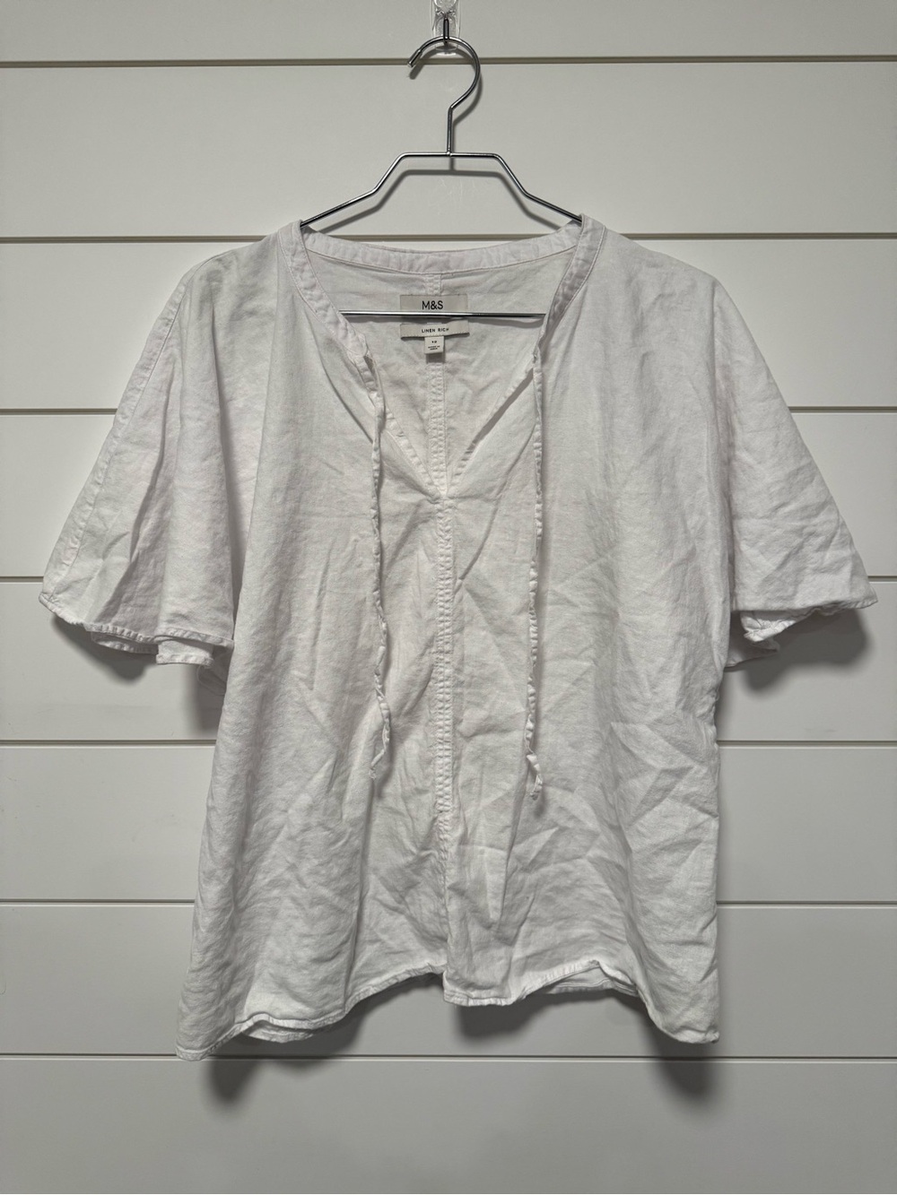 Marks and Spencer Linen Rich Blouse Butterfly Sleeve Size 12